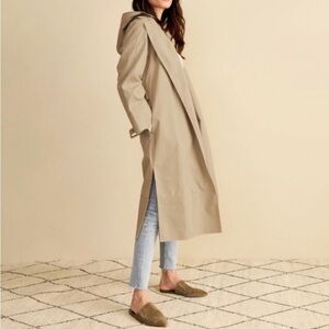 NEW Jenni Kayne Raincoat Trench Coat Long Coat Belted Khaki Tan Large